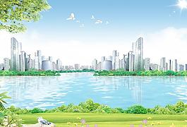 藍(lán)天白云城市