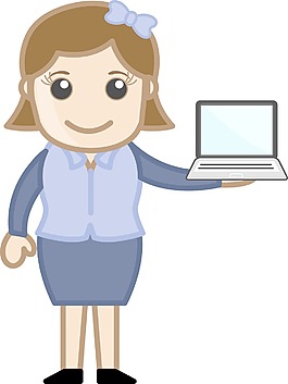 隨著筆記本電腦-矢量插畫的女孩