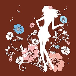 印花矢量圖 人物 女人 植物 花朵 免費(fèi)素材