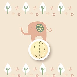 印花矢量圖 可愛卡通 卡通動物 大象 植物 免費素材