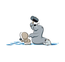 位圖 卡通 卡通動物 海獅 免費(fèi)素材