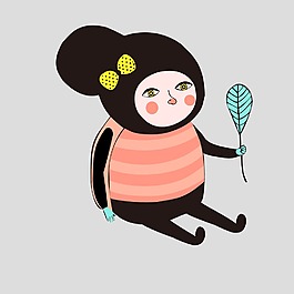 印花矢量圖 人物 女孩 植物 樹 免費(fèi)素材