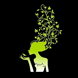 印花矢量圖 人物 女人 植物 樹 免費素材