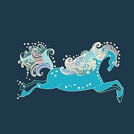 印花矢量圖 動物 馬 馬年 植物 免費(fèi)素材