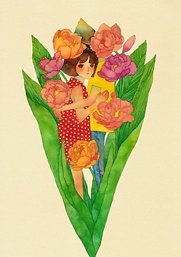 位圖 人物 女孩 植物 花朵 免費(fèi)素材