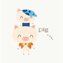 印花矢量圖 可愛卡通 卡通動物 豬 文字 免費素材