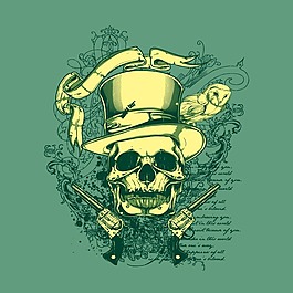 印花矢量圖 人物 靈異 驚悚 骷髏 免費素材