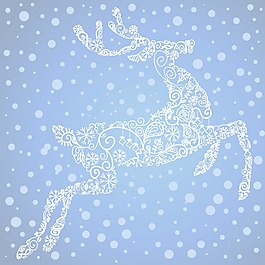 与一个可爱的鹿和雪花矢量插画的圣诞卡