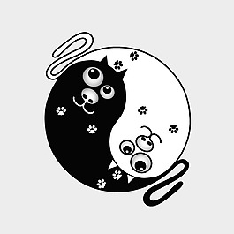 印花矢量圖 可愛(ài)卡通 卡通動(dòng)物 貓 幾何 免費(fèi)素材