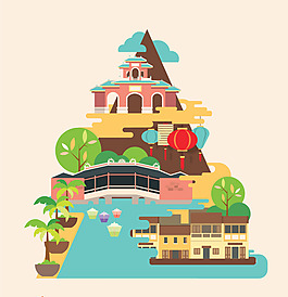 位圖 建筑 樓房 植物 樹 免費素材