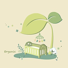 印花矢量圖 可愛卡通 生活元素 床 植物 免費素材