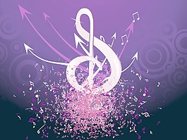 蹩腳的音符在紫色背景