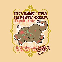 印花矢量圖 動物圖案 大象 文字 英文 免費(fèi)素材