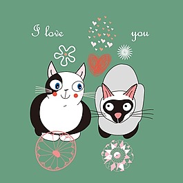 印花矢量圖 動物圖案 貓 文字 英文 免費素材