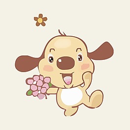 印花矢量圖 可愛卡通 卡通動物 狗 植物 免費素材