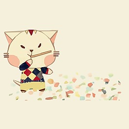 印花矢量圖 卡通 卡通動物 貓 幾何 免費素材