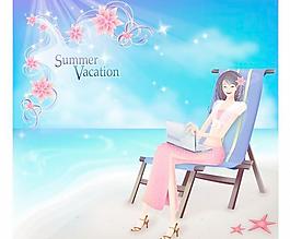 韓國(guó)海灘矢量美女296