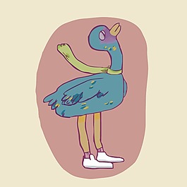 印花矢量圖 卡通 卡通動(dòng)物 鳥(niǎo) 女童 免費(fèi)素材