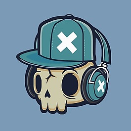 印花矢量圖 卡通 卡通人物 骷髏 驚悚 免費素材