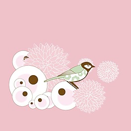 印花矢量圖 動物 鳥 植物 花 免費(fèi)素材
