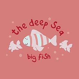 印花矢量圖 動物 魚 文字 英文 免費素材