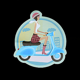 位圖 人物 女孩 電動車 幾何 免費素材