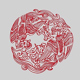 印花矢量图 动物 凤凰 祥云 剪纸 免费素材