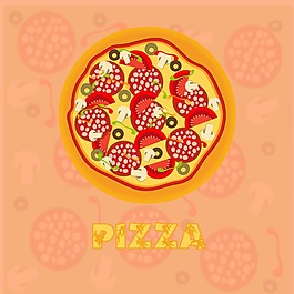 印花矢量圖 生活元素 披薩 pizza 西紅柿 免費(fèi)素材