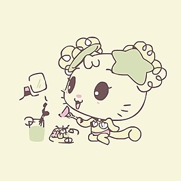 印花矢量圖 可愛卡通 卡通動物 貓 幾何 免費素材