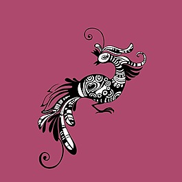 印花矢量圖 動物 孔雀 幾何 心形 免費素材