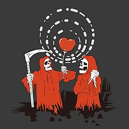 印花矢量圖 人物 靈異 驚悚 骷髏 免費素材