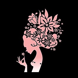 印花矢量圖 人物 女人 植物 花朵 免費素材
