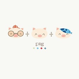 印花矢量圖 可愛卡通 卡通動物 豬 文字 免費素材