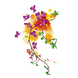 位图 植物图案 写意花卉 花朵 免费素材
