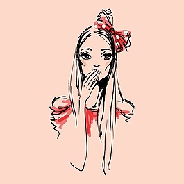 印花矢量圖 藝術(shù)效果 手繪 人物 女孩 免費素材