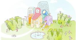 韓國漫畫卡通場景矢量圖17