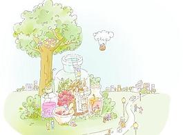 韓國漫畫卡通場景矢量圖09