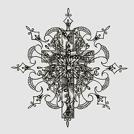 印花矢量图 十字架 欧式花纹 潮流 男装 免费素材