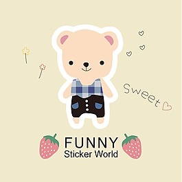 印花矢量圖 可愛(ài)卡通 卡通動(dòng)物 熊 文字 免費(fèi)素材