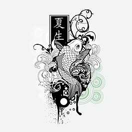 印花矢量圖 藝術效果 手繪 動物 魚 免費素材
