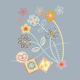 印花矢量圖 貼布 植物 花朵 標(biāo)記 免費(fèi)素材