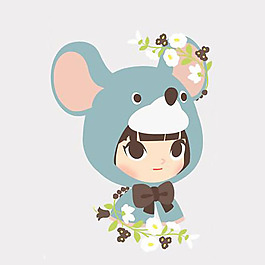 位圖 卡通人物 女孩 動物 老鼠 免費素材