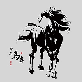 印花矢量圖 藝術效果 水墨 中國風 動物 免費素材