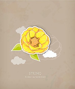 春天開花的花卉背景矢量插畫