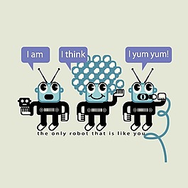 印花矢量圖 可愛卡通 卡通動物 機器人 文字 免費素材