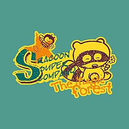 印花矢量圖 可愛卡通 卡通動物 浣熊 猴子 免費素材