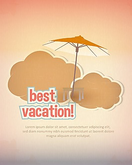 陽傘云夏天矢量插畫