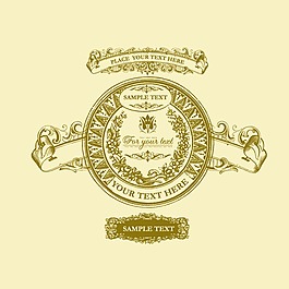 印花矢量圖 徽章標(biāo)記 英式花紋 幾何 圓形 免費素材