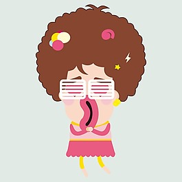 印花矢量圖 可愛(ài)卡通 卡通人物 女人 幾何 免費(fèi)素材