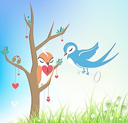 愛(ài)情鳥(niǎo)插畫(huà)矢量